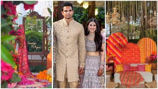 Arjun Tendulkar and Saaniya Chandhok's mehendi was a colourful affair. (PTI and Instagram/ Eternity by Trinity)