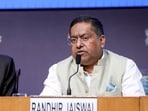 MEA Spokesperson Randhir Jaiswal during the inter-ministerial briefing on recent developments in West Asia, in New Delhi