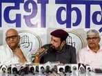 Ajay Rai and other Congress leaders at a press conference in Lucknow on Wednesday (HT Photo)