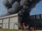 DSP Sukhdev Singh said that the owner estimated losses running into crores. At the time of filing the report, the blaze hadn’t been contained. (HT photo)