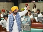 Punjab chief minister Bhagwant Mann speaks in the state assembly during a debate on a resolution against the proposed India–US trade agreement.