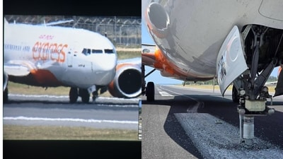An Air India Express aircraft faced a nose-wheel issue upon landing in Phuket, resulting in halted operations at the airport.