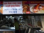 A roadside eatery at Connaught Place that has downsized its menu amid an LPG cylinder shortage in New Delhi. (RAJ K RAJ /HT PHOTO)