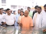 Chief minister Yogi Adityanath in Balrampur district on Wednesday. (HT)