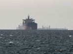 Tankers sail in the Gulf, near the Strait of Hormuz, as seen from northern Ras al-Khaimah, near the border with Oman’s Musandam.