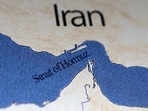 A map showing the Strait of Hormuz and Iran is seen in this illustration.