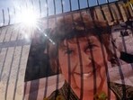 A banner with notes from hundreds of well-wishers and an image of Nancy Guthrie, the missing mother of "Today" show host Savannah Guthrie in Tucson, Arizona.