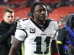 Philadelphia Eagles wide receiver A.J. Brown (11) leaves the field after the game against the Washington Commanders 