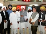 Finance minister Harpal Singh Cheema along with other AAP MLAs at Punjab Vidhan Sabha on Thursday, (Ravi Kumar/HT) Finance minister Harpal Singh Cheema along with other AAP MLAs at Punjab Vidhan Sabha on Thursday, (Ravi Kumar/HT)