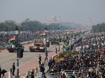 Indian military vehicels drive past during the Republic Day parade in New Delhi, India, January 26, 2026. 