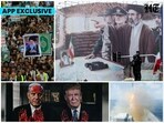 Top L: Houthis rally in solidarity with Iran and Lebanon in Yemen; Top R: A banner featuring image of Iran's new Supreme Leader Mojtaba Khamenei; Bottom L: Poster displaying Netanyanu and Trump's poster a protest.
