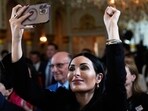 Laura Loomer attends a ceremony at President Donald Trump's Mar-a-Lago Club in Palm Beach. 