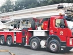 Mumbai Fire Brigade - Skylift - MUMBAI FIRE BRIGADE NEW VECHILE JOIN TODAY 68 MTRS LADDER, WILL REACH 22 FLR BUILDING MADE IN FINLAND - HT PHOTO 15.02.10 - FEB10 2K10 (Hindustan Times)
