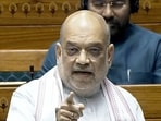 Union minister Amit Shah speaks in Lok Sabha during the Budget Session of Parliament in New Delhi on Wednesday. (Sansad TV/ANI Video Grab)