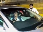 Reliance Group chairman Anil Ambani leaves after questioning in connection with an alleged bank fraud-linked money laundering case related to his group company RCOM