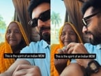 A man filmed an elderly woman on a bus proudly promoting her son’s balloon decoration business.