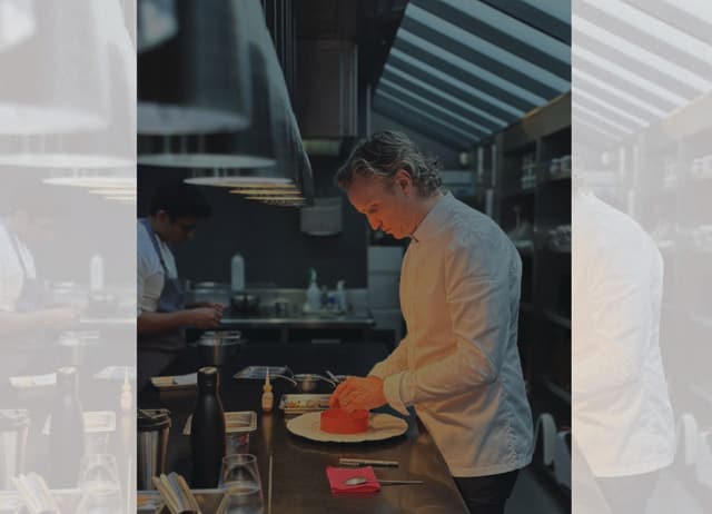 Blumenthal rethought his bacon ice-cream, after pastry chef Jocky Petrie said it looked eggy. Blumenthal rethought his bacon ice-cream, after pastry chef Jocky Petrie said it looked eggy.
