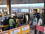 Mumbai, India - November 18, 2025: A view of long queues of rickshaws outside the CNG filling station in Wadala after the supply of Compressed Natural Gas was disrupted across Mumbai, India, on Tuesday, November 18, 2025. (Photo by Raju Shinde/ Hindustan Times) (Raju Shinde)