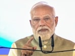 Prime Minister Narendra Modi addresses a gathering in Kolkata, West Bengal, on March 14, 2026.