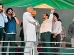 Punjab BJP president Sunil Jakhar overseeing the preparations ahead of the BJP rally in Moga on Friday. (Sanjeev Kumar /HT)