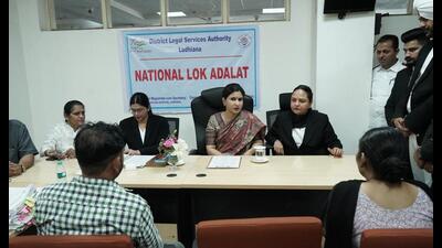To facilitate settlements, 53 Lok Adalat benches were constituted at the district level and 12 benches at the sub-divisional level. (HT Photo) To facilitate settlements, 53 Lok Adalat benches were constituted at the district level and 12 benches at the sub-divisional level. (HT Photo)