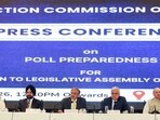 Election dates 2026 live: Chief Election Commissioner Gyanesh Kumar, with full bench of Election Commission of India, at a press conference regarding the West Bengal Legislative Assembly Elections 2026 in Kolkata