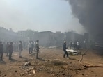 According to fire brigade officials, the blaze erupted around 2 pm. The fire brigade received a call about the incident at 2:08 pm. (HT)