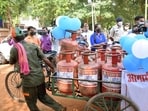 Residents say panic buying has led to long queues at gas agencies and delayed deliveries across the district. (HT Archive)