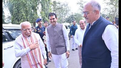 Union minister for power, housing and urban affairs Manohar Lal Khattar in Karnal on Sunday.