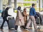 Indian students reportedly returning from Iran amid disruptions in parts of the Middle East arrive at Terminal 3 of Indira Gandhi International Airport in New Delhi.