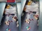 A man showed trash scattered across a railway coach, calling out poor behaviour by students on a Manali trip. A man showed trash scattered across a railway coach, calling out poor behaviour by students on a Manali trip.