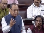 Ex-CJI Ranjan Gogoi speaking in the Rajya Sabha in August 2023.
