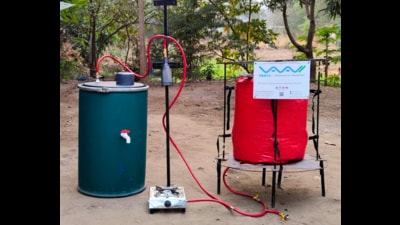 ‘Vaayu’ uses organic waste generated in kitchens—vegetable peels, leftover food, rice, chapatis etc.—to produce methane gas. (HT PHOTO)