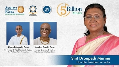 President Droupadi Murmu to Mark Akshaya Patra’s 5 Billionth Meal Milestone as Foundation Celebrates 25 Years President Droupadi Murmu to Mark Akshaya Patra’s 5 Billionth Meal Milestone as Foundation Celebrates 25 Years