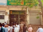 Uttar Pradesh Police at the spot after a 36-year-old bank branch manager was allegedly shot dead by a security guard during an incident at Loni Border in Loni, Ghaziabad, on Monday afternoon.