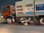 A road sweeping machine in action in Ludhiana on Sunday (HT Photo)