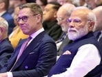 Prime Minister Narendra Modi, with President of the Republic of Finland Alexander Stubb, during the inaugural session of 11th edition of Raisina Dialogue in Delhi.