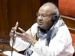 File photo of former PM HD Deve Gowda in the Rajya Sabha.