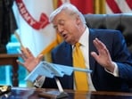 President Donald Trump in the Oval Office of the White House on Monday, March 16. Next to him is a model of a B-2 stealth bomber. President Donald Trump in the Oval Office of the White House on Monday, March 16. Next to him is a model of a B-2 stealth bomber.