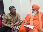 Deepak, a 25-year-old man from Haryana, who returned to his family on February 17 after being stranded in Russia for 10 months, visited Sultanpur Lodhi on Monday and met Rajya Sabha MP Balbir Singh Seechewal, whose intervention secured his release. (HT Photo)