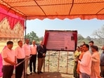 Dignitaries at the site in Banda. (Sourced)