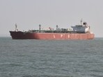 In this photo provided by Mundra Port, Indian LPG vessel Shivalik arrives at LPG terminal Mundra Port in Mundra, India, Monday, March 16, 2026. 