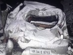 The ill-fated car which met with an accident in the Seraj area of Mandi district. (Birbal Sharma/HT)