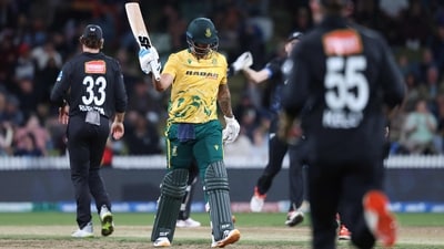 None of the South African batters managed to settle in during the chase of 176 as wickets kept falling at a regular interval. (AFP) None of the South African batters managed to settle in during the chase of 176 as wickets kept falling at a regular interval. (AFP)
