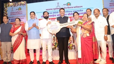 BDD Chawl redevelopment: MHADA handed over keys to 864 flats to eligible residents of the Naigaon area who are being rehabilitated under the redevelopment of the Bombay Development Directorate (BDD) chawls in central Mumbai on March 16. (MHADA Photo ) BDD Chawl redevelopment: MHADA handed over keys to 864 flats to eligible residents of the Naigaon area who are being rehabilitated under the redevelopment of the Bombay Development Directorate (BDD) chawls in central Mumbai on March 16. (MHADA Photo )