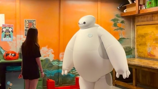 Baymax and other Disney icons make frequent appearances on the cruise. Photo: Soumya Srivastava