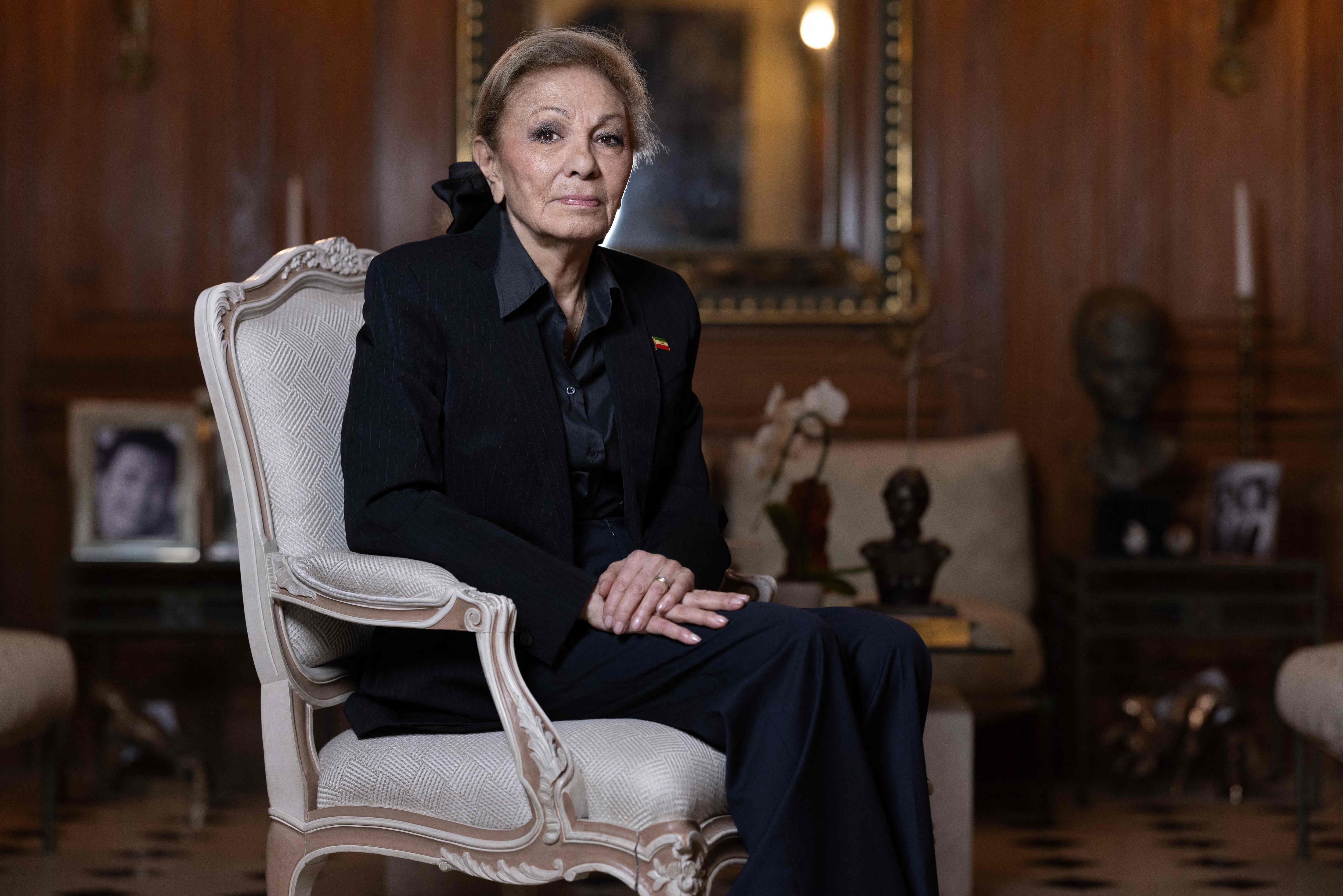 Farah Pahlavi, widow of Iran's former shah, poses during a photo session at her home in Paris on January 20, 2026. (AFP) Farah Pahlavi, widow of Iran's former shah, poses during a photo session at her home in Paris on January 20, 2026. (AFP)