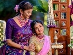 Lakshmi Manchu and her daughter Vidya Nirvana at the half saree ceremony. 