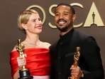 Jessie Buckley, winner of the Oscar for Best Actress for Hamnet, and Michael B. Jordan, winner of the Oscar for Best Actor for Sinners, at the 98th Academy Awards in Hollywood, Los Angeles, California, U.S., March 15, 2026. REUTERS/Mario Anzuoni