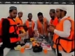 Screengrab of the video showing Muslim youth hosting iftar party on a boat in river Ganga